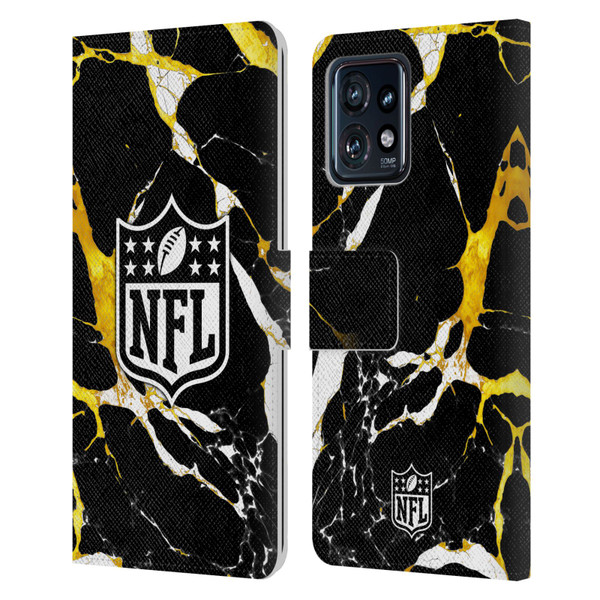 NFL Shield Marble Leather Book Wallet Case Cover For Motorola Moto Edge 40 Pro