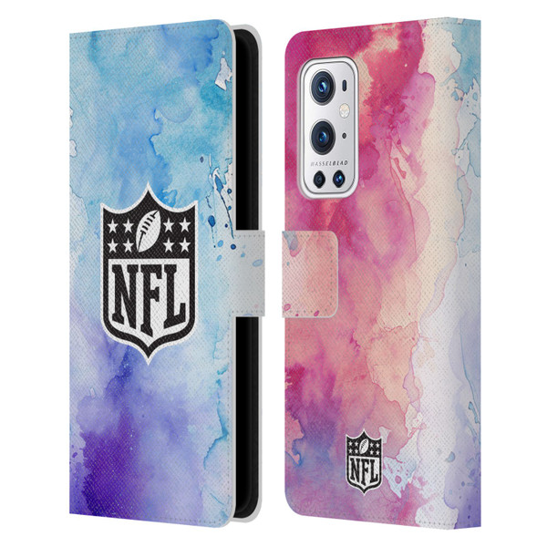 NFL Shield Watercolor Leather Book Wallet Case Cover For OnePlus 9 Pro