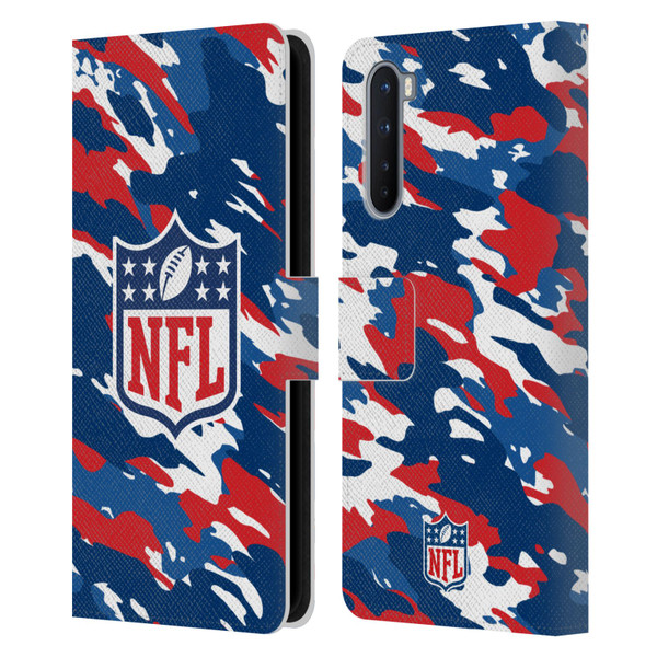 NFL Shield Camouflage Leather Book Wallet Case Cover For OnePlus Nord 5G