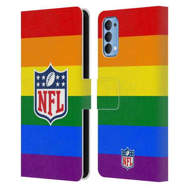 NFL Shield Pride Leather Book Wallet Case Cover For OPPO Reno 4 5G