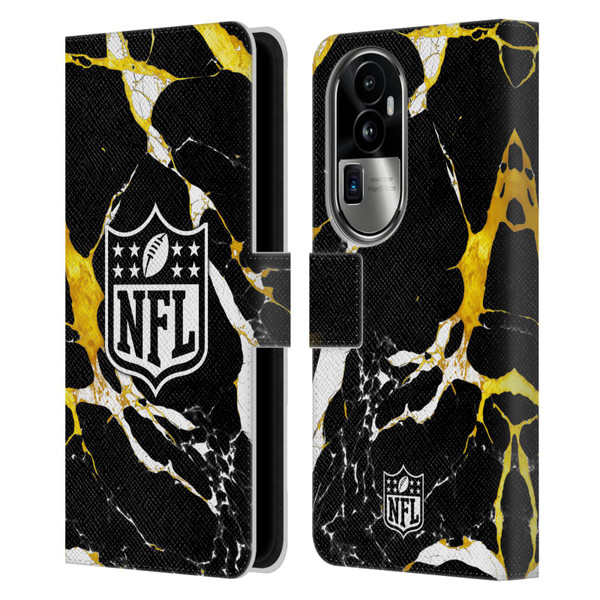 NFL Shield Marble Leather Book Wallet Case Cover For OPPO Reno10 Pro+