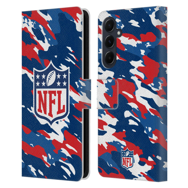 NFL Shield Camouflage Leather Book Wallet Case Cover For Samsung Galaxy A55 5G