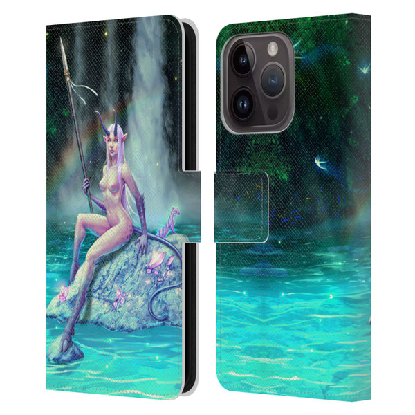 Christos Karapanos Key Art The Waterfall Leather Book Wallet Case Cover For Apple iPhone 15 Pro