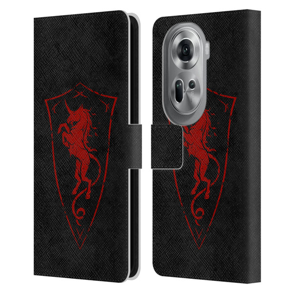 Christos Karapanos Shield Unicorn Leather Book Wallet Case Cover For OPPO Reno11 Pro