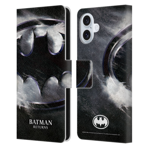 Batman Returns Key Art Oversized Logo Leather Book Wallet Case Cover For Apple iPhone 16 Plus