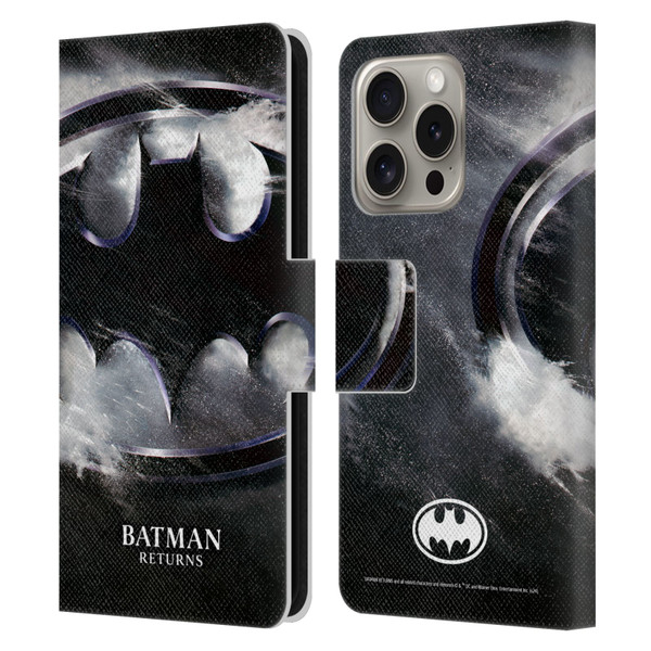 Batman Returns Key Art Oversized Logo Leather Book Wallet Case Cover For Apple iPhone 16 Pro
