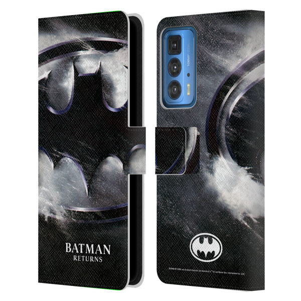Batman Returns Key Art Oversized Logo Leather Book Wallet Case Cover For Motorola Edge (2022)