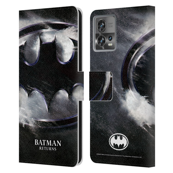 Batman Returns Key Art Oversized Logo Leather Book Wallet Case Cover For Motorola Moto Edge 30 Fusion