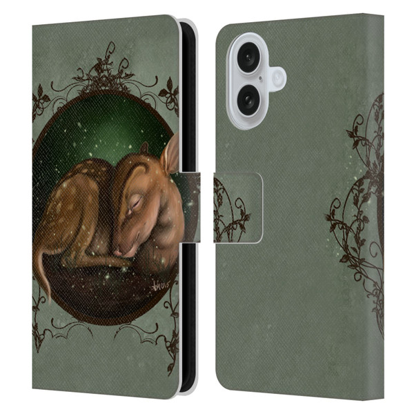 Ash Evans Animals Foundling Fawn Leather Book Wallet Case Cover For Apple iPhone 16