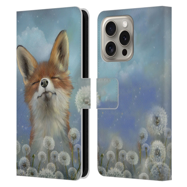 Ash Evans Animals Dandelion Fox Leather Book Wallet Case Cover For Apple iPhone 16 Pro