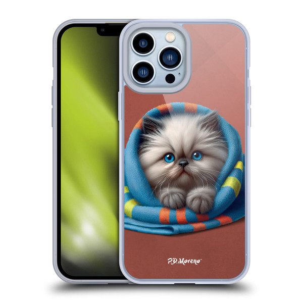 P.D. Moreno Play Cat Artwork Blue Towel Soft Gel Case for Apple iPhone 13 Pro Max