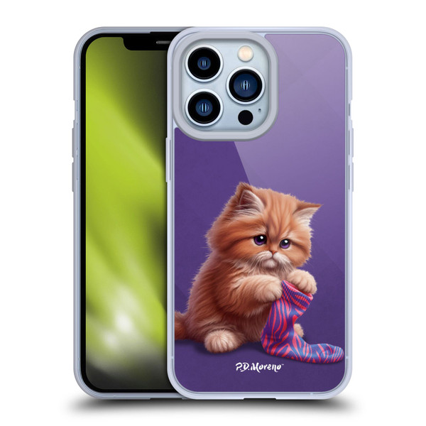 P.D. Moreno Play Cat Artwork Colorful Sock Soft Gel Case for Apple iPhone 13 Pro