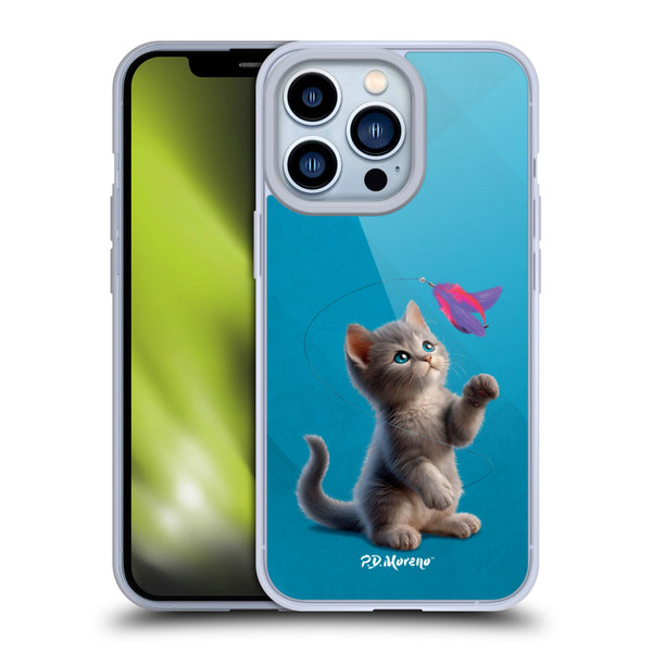 P.D. Moreno Play Cat Artwork Toy Feather Soft Gel Case for Apple iPhone 13 Pro