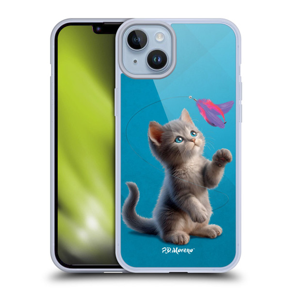 P.D. Moreno Play Cat Artwork Toy Feather Soft Gel Case for Apple iPhone 14 Plus