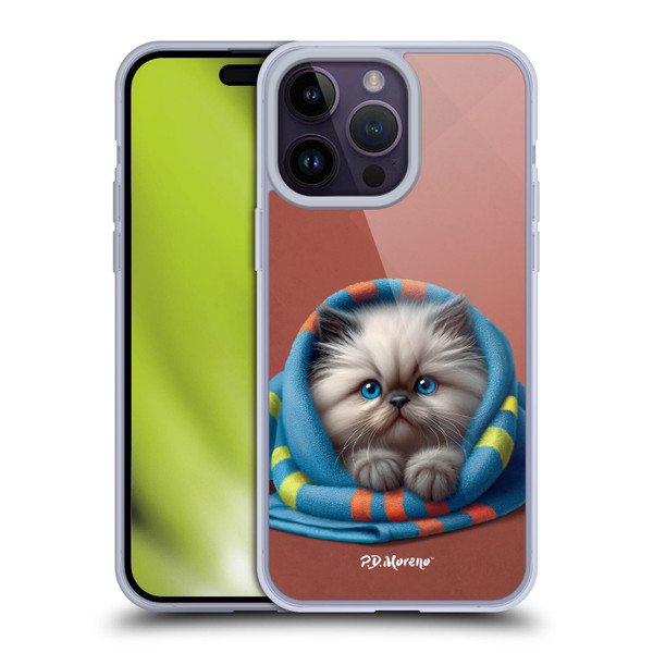 P.D. Moreno Play Cat Artwork Blue Towel Soft Gel Case for Apple iPhone 14 Pro Max