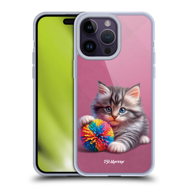 P.D. Moreno Play Cat Artwork Spikey Ball Soft Gel Case for Apple iPhone 14 Pro Max