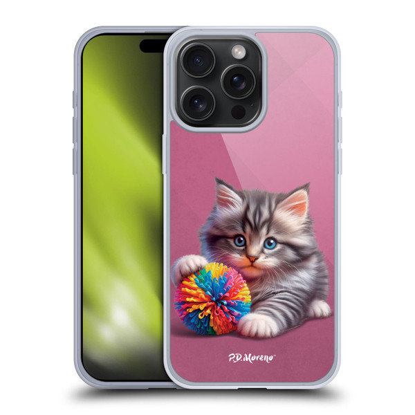 P.D. Moreno Play Cat Artwork Spikey Ball Soft Gel Case for Apple iPhone 15 Pro Max