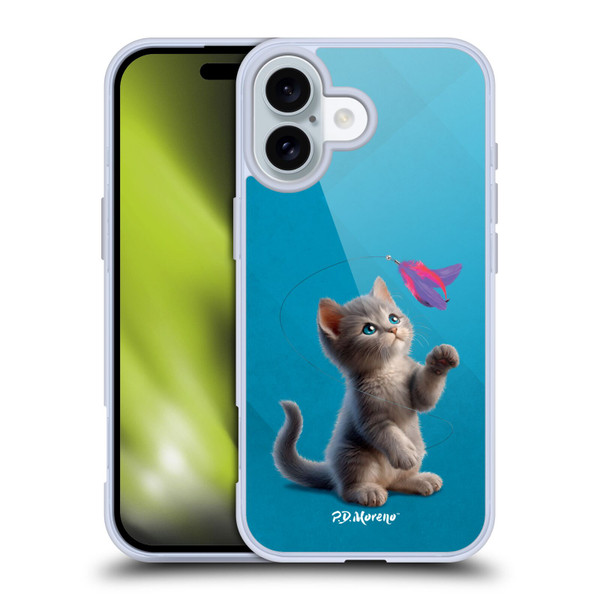 P.D. Moreno Play Cat Artwork Toy Feather Soft Gel Case for Apple iPhone 16