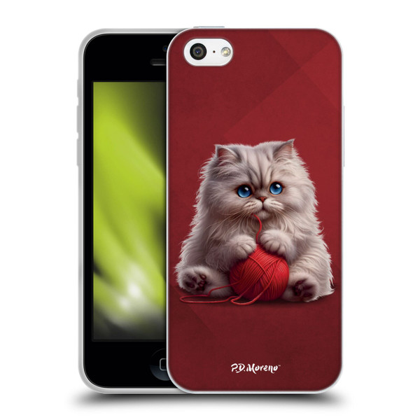 P.D. Moreno Play Cat Artwork Red Yarn Soft Gel Case for Apple iPhone 5c