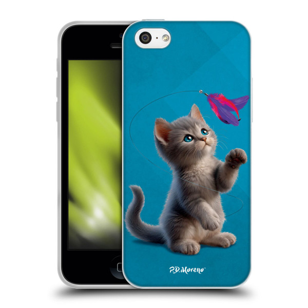 P.D. Moreno Play Cat Artwork Toy Feather Soft Gel Case for Apple iPhone 5c