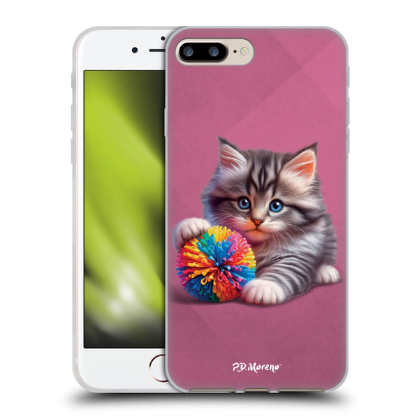 P.D. Moreno Play Cat Artwork Spikey Ball Soft Gel Case for Apple iPhone 7 Plus / iPhone 8 Plus