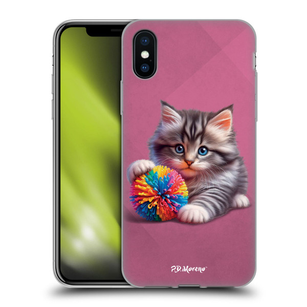 P.D. Moreno Play Cat Artwork Spikey Ball Soft Gel Case for Apple iPhone X / iPhone XS