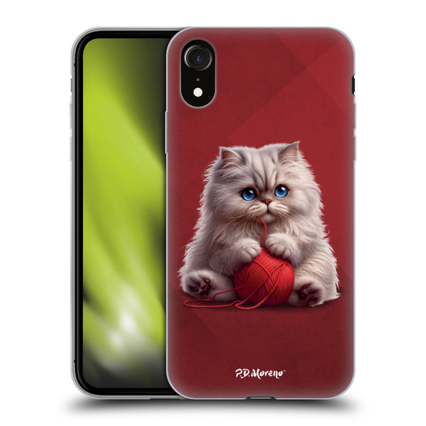 P.D. Moreno Play Cat Artwork Red Yarn Soft Gel Case for Apple iPhone XR