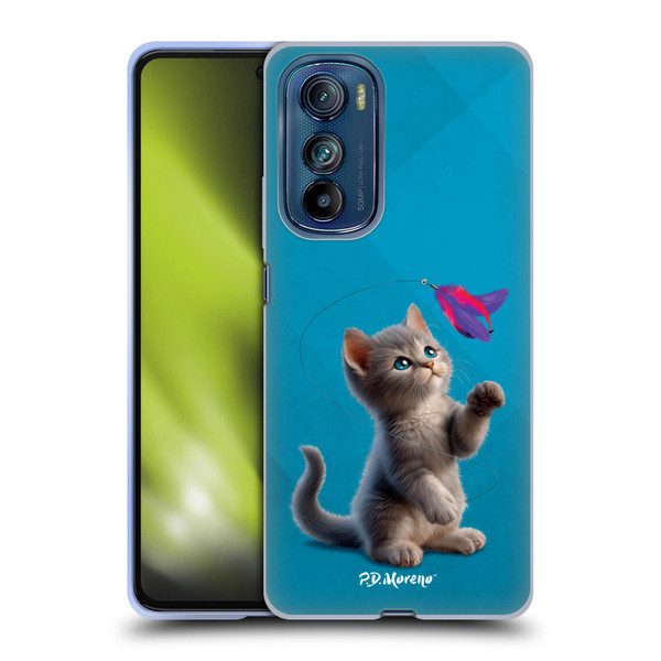 P.D. Moreno Play Cat Artwork Toy Feather Soft Gel Case for Motorola Edge 30