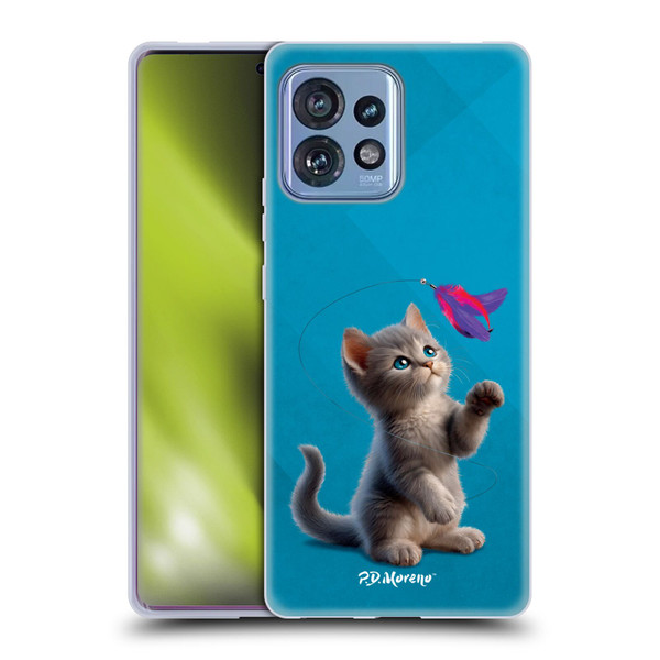 P.D. Moreno Play Cat Artwork Toy Feather Soft Gel Case for Motorola Moto Edge 40 Pro