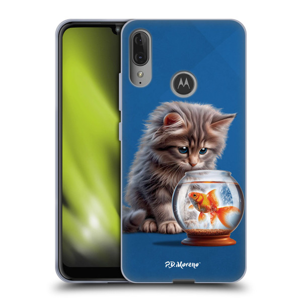 P.D. Moreno Play Cat Artwork Goldfish Soft Gel Case for Motorola Moto E6 Plus