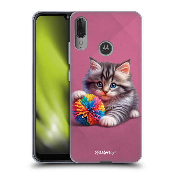 P.D. Moreno Play Cat Artwork Spikey Ball Soft Gel Case for Motorola Moto E6 Plus
