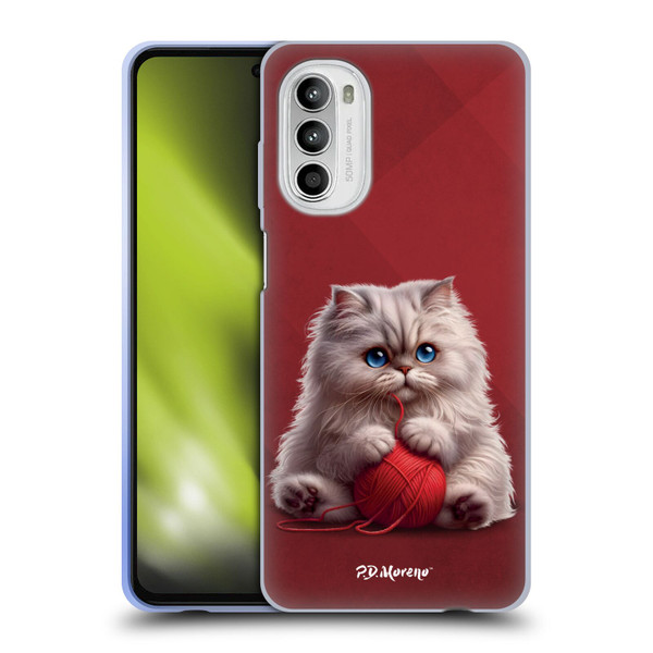 P.D. Moreno Play Cat Artwork Red Yarn Soft Gel Case for Motorola Moto G52