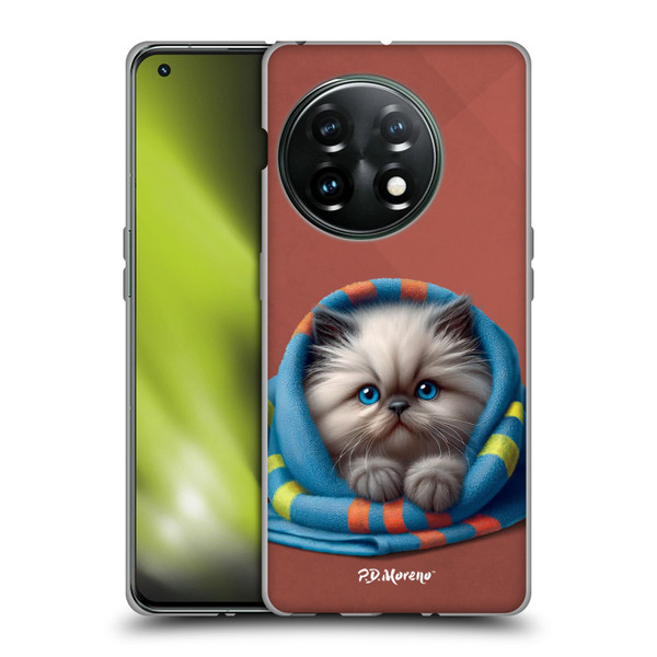 P.D. Moreno Play Cat Artwork Blue Towel Soft Gel Case for OnePlus 11 5G