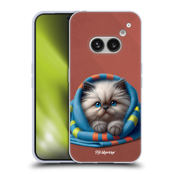 P.D. Moreno Play Cat Artwork Blue Towel Soft Gel Case for Nothing Phone (2a)