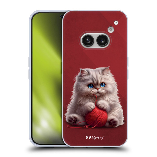 P.D. Moreno Play Cat Artwork Red Yarn Soft Gel Case for Nothing Phone (2a)