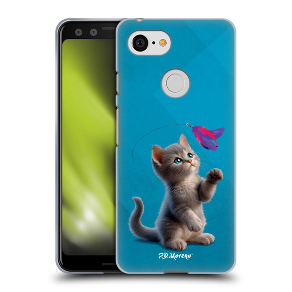 P.D. Moreno Play Cat Artwork Toy Feather Soft Gel Case for Google Pixel 3