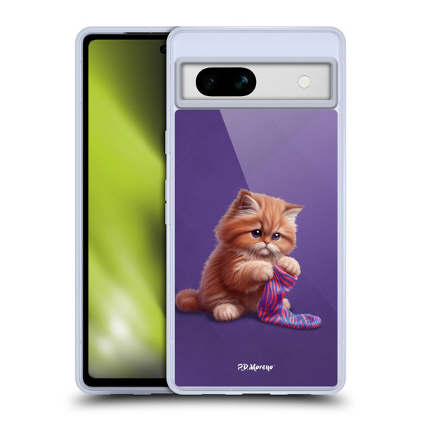 P.D. Moreno Play Cat Artwork Colorful Sock Soft Gel Case for Google Pixel 7a