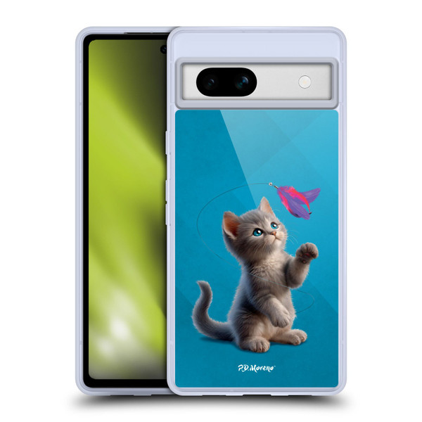 P.D. Moreno Play Cat Artwork Toy Feather Soft Gel Case for Google Pixel 7a