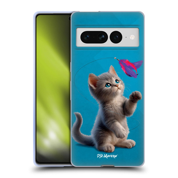 P.D. Moreno Play Cat Artwork Toy Feather Soft Gel Case for Google Pixel 7 Pro