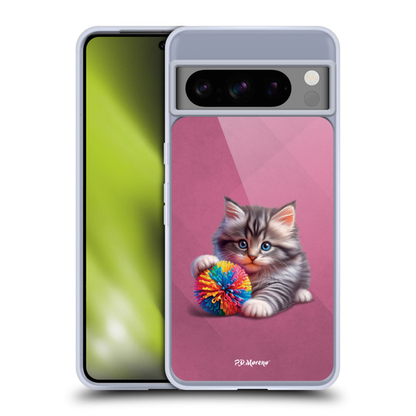 P.D. Moreno Play Cat Artwork Spikey Ball Soft Gel Case for Google Pixel 8 Pro