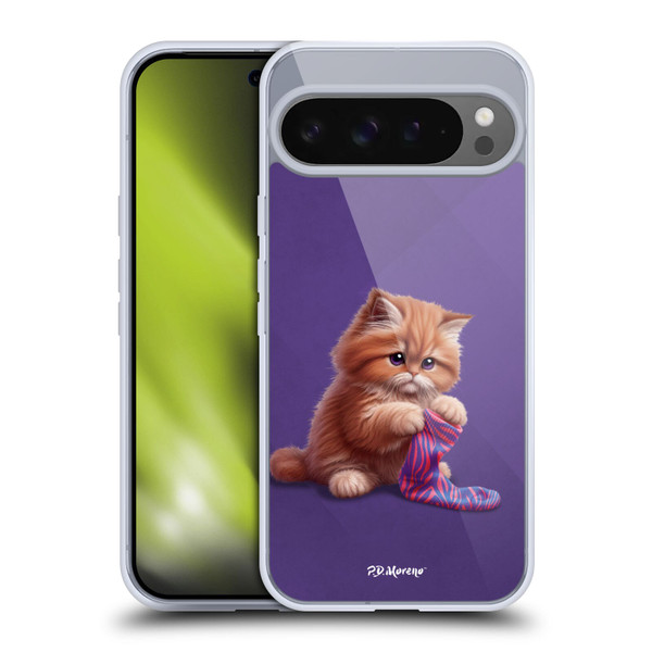 P.D. Moreno Play Cat Artwork Colorful Sock Soft Gel Case for Google Pixel 9 Pro XL