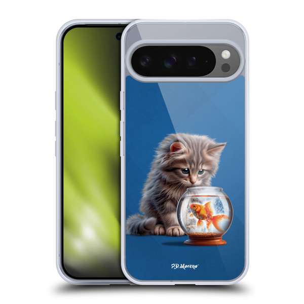 P.D. Moreno Play Cat Artwork Goldfish Soft Gel Case for Google Pixel 9 Pro XL