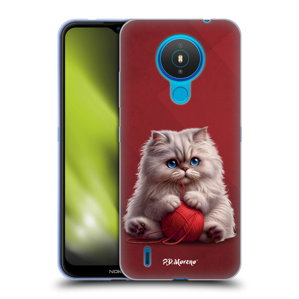 P.D. Moreno Play Cat Artwork Red Yarn Soft Gel Case for Nokia 1.4