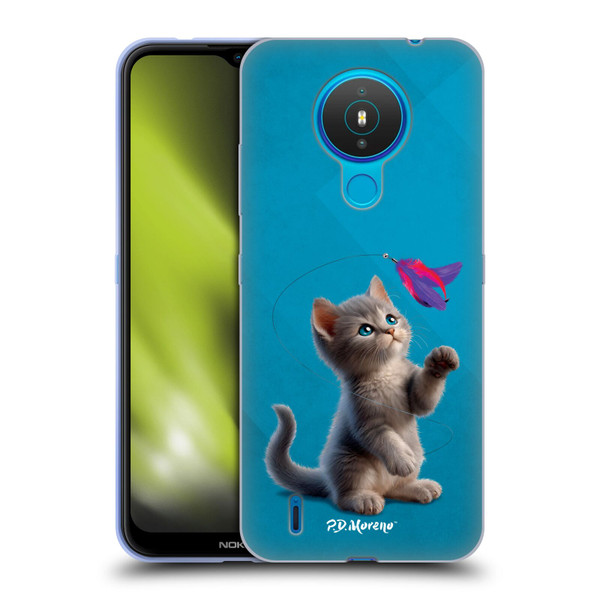 P.D. Moreno Play Cat Artwork Toy Feather Soft Gel Case for Nokia 1.4