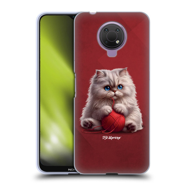 P.D. Moreno Play Cat Artwork Red Yarn Soft Gel Case for Nokia G10