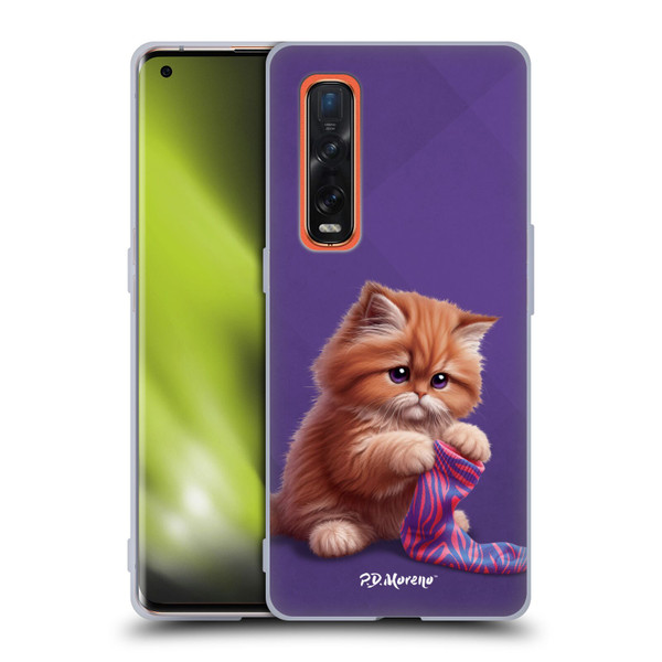 P.D. Moreno Play Cat Artwork Colorful Sock Soft Gel Case for OPPO Find X2 Pro 5G