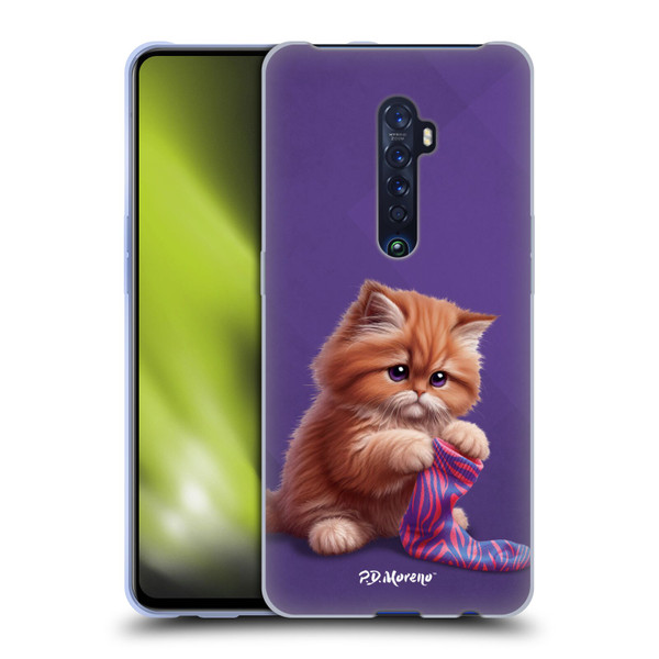 P.D. Moreno Play Cat Artwork Colorful Sock Soft Gel Case for OPPO Reno 2
