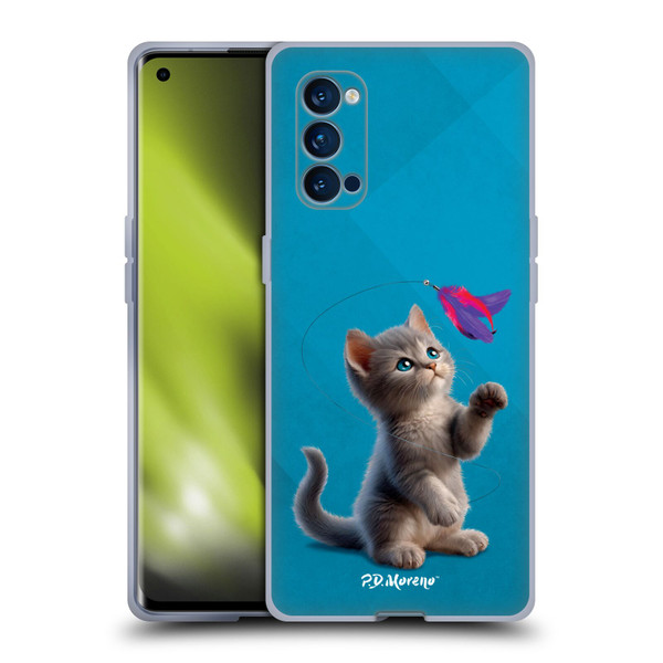 P.D. Moreno Play Cat Artwork Toy Feather Soft Gel Case for OPPO Reno 4 Pro 5G