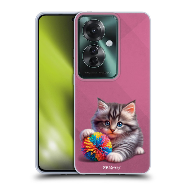 P.D. Moreno Play Cat Artwork Spikey Ball Soft Gel Case for OPPO Reno11 F 5G / F25 Pro 5G