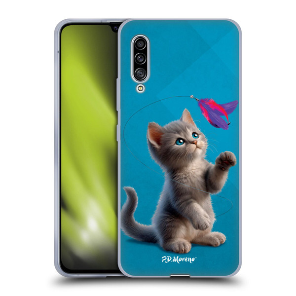 P.D. Moreno Play Cat Artwork Toy Feather Soft Gel Case for Samsung Galaxy A90 5G (2019)
